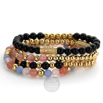 Rebel & Rose Armband RR-60081-G-S Yellow Gold meets Cherry Rose 16,5cm