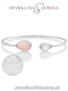 sparkling jewels armband spring leaf bangle cherry quartz opalite sbs-bandc09-s