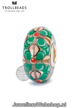 Trolbeads betoverende bloemen glas kraal TGLBE-10428