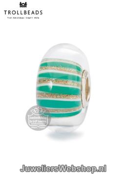 Trolbeads glitterstreep glas kraal TGLBE-10429