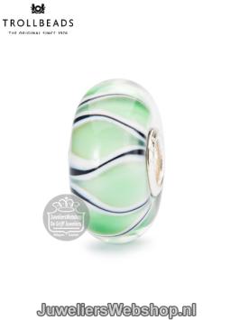 Trolbeads groene tulpen glas kraal TGLBE-10445