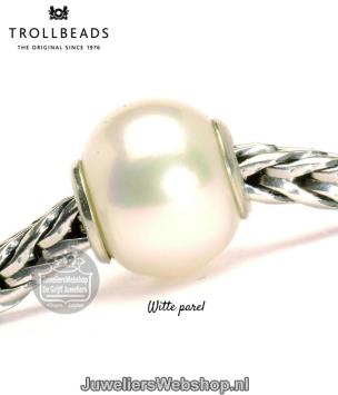 Trollbeads TAGBE-00085 witte parel bedel