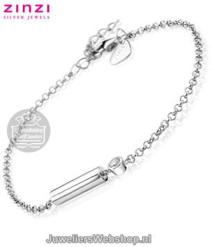 ZIA1575 Zinzi armband zilver met buisje en zirconia