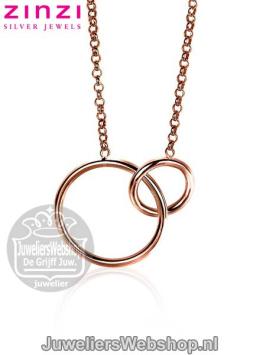 Zinzi ketting zic1278r rose met ronde hangers