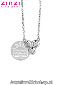 zinzi ketting zic1442 zilver met zirconia hanger