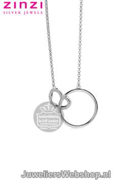 zinzi zic1483 zilveren ketting met open rondje en hartje