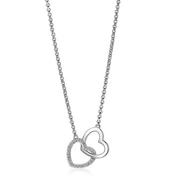 zinzi collier ZIC1736 zilveren ketting met zirconia hartjes