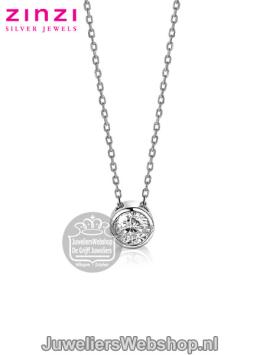 zinzi collier met ronde zirconia hanger ZIC1775