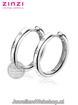 Zinzi zilveren creolen ZIO1683 zirconia