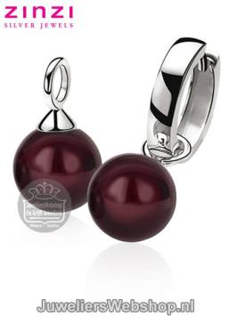 zinzi zich266dr creoolhanger parel bordeaux zilver