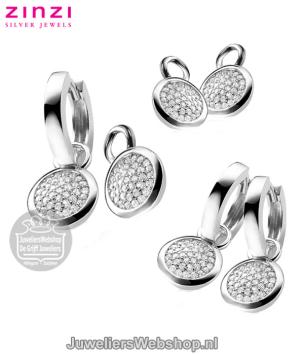 zinzi zich1151 creoolhangers zilver met zirconia rond