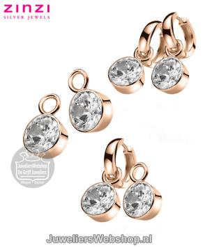 Zinzi ZICH186D creoolhangers rose met zirconia
