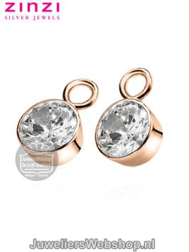 Zinzi Rosegouden Creoolhangers ZICH186D met Zirconia