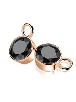 zinzi rosegouden creoolhangers rond met zwarte zirconoa