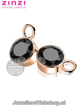 Zinzi Rosegouden Creoolhangers ZICH186N met Zwarte Zirconia