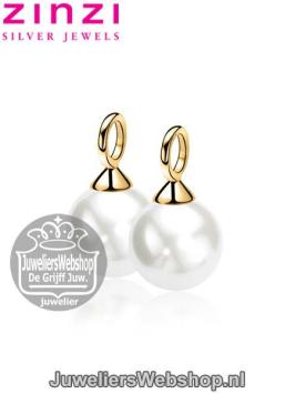Zinzi Creoolhanger ZICH 266WG Parels Wit Goud