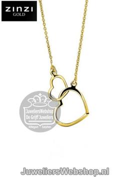Zinzi gold zgc114 gouden collier hartjes