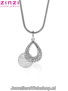zinzi zih1756 zilveren hanger druppel zirconia