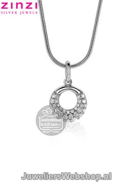 zinzi zih1757 zilveren hanger rond zirconia