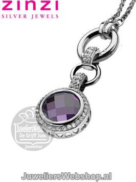 Zinzi Hanger ZIH624P Zilver Rond Paars
