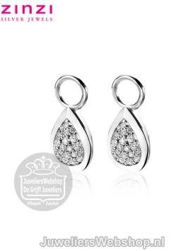 Zinzi Creoolhanger ZICH1674 Zilver Ovaal Zirconia