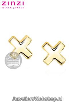 zinzi oorknoppen zio1589g kus-teken glad goud