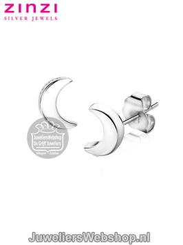 zinzi zio1587 halve maan oorknop zilver