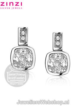 Zinzi oorstekers ZIO1664 zilver zirconia vierkant